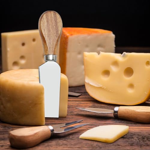 Hilislog 9 Pack Cheese Knives with Holder Acacia Wood Charcuterie Serving Utensils Supplies Cheese Knife Set for Charcuterie Board Accessories Cheese Tools Gift Mini Butter Knife Spreader Slicer Fork - Image 3