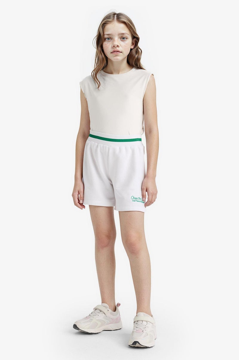 DeFacto White Girl Girl Printed Elastic Waist Shorts Casual - Image 2