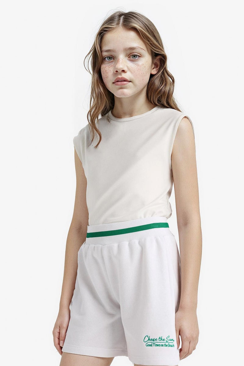 DeFacto White Girl Girl Printed Elastic Waist Shorts Casual - Image 3