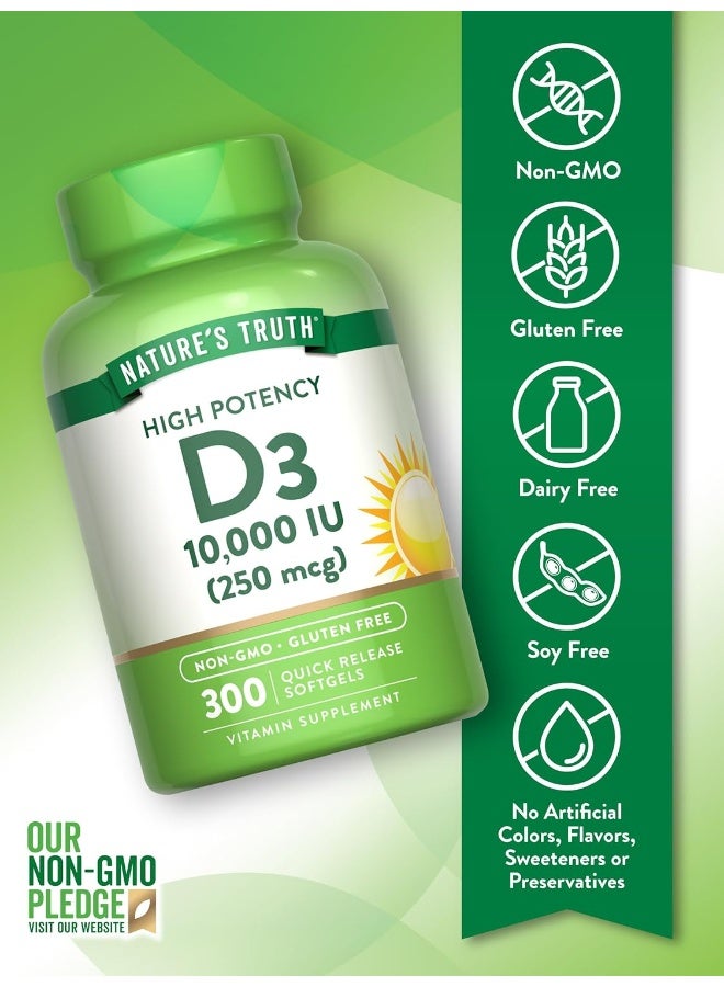 natures truth Vitamin D3 Softgels 10,000 IU for Adults - 300 Count - Image 3