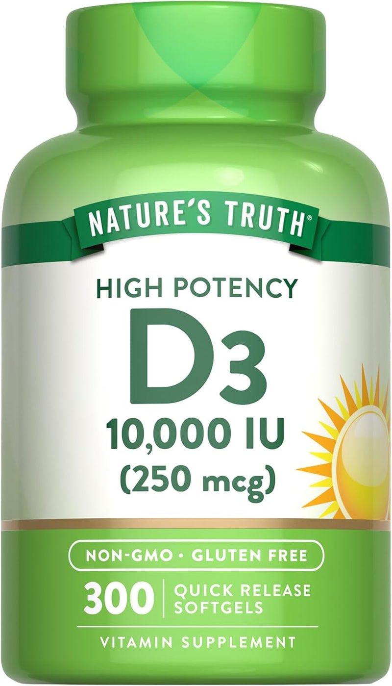 natures truth Vitamin D3 Softgels 10,000 IU for Adults - 300 Count - Image 1