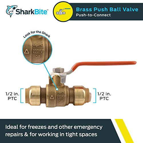SharkBite 22222-0000LF Brass Push Ball Valves, 1/2 - Image 2