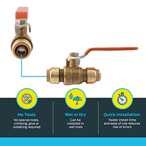 SharkBite 22222-0000LF Brass Push Ball Valves, 1/2 - Image 3