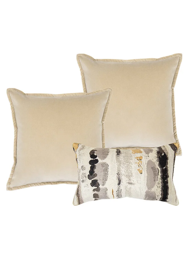 KNOT HOME Cushion Set (With Filler) Sandy Bundle Pillow Knot Home Cover Case with Fillers for Modern Sofa Contemporary Living Room Bedroom and Office Soft Filling Washable