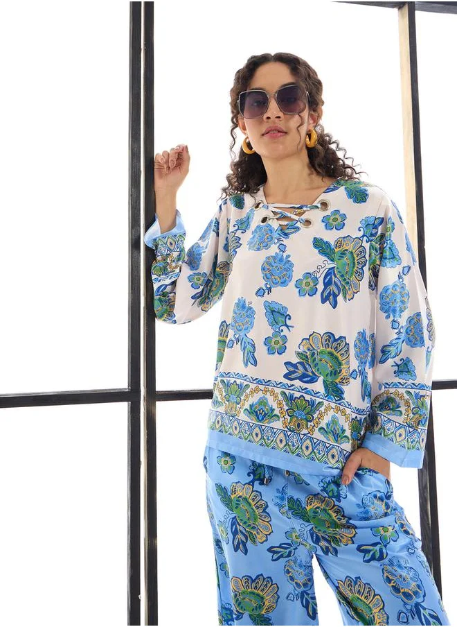 ساسافراس Floral Print Top & Pants Co-Ords