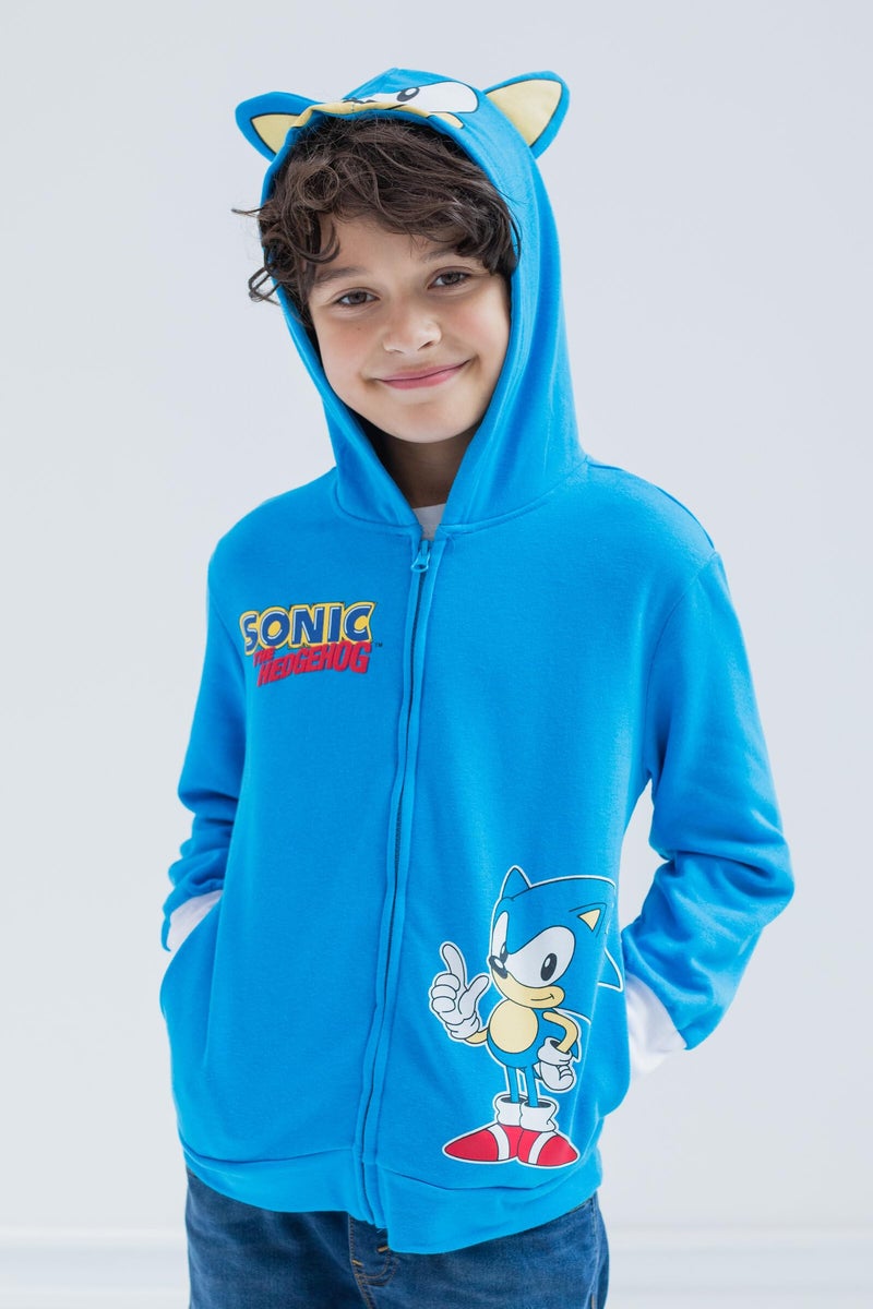 SEGA Sonic The Hedgehog Toddler Boys Fleece Zip-Up Hoodie Blue 4T - Image 4