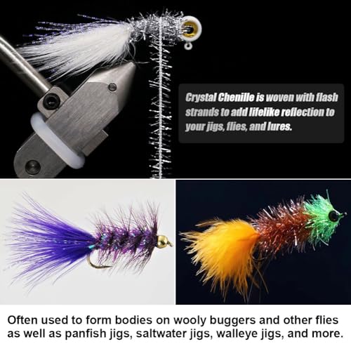 LURELINKCrystalFlashChenilleFlyTyingMaterials16ColorsSparklingChenillefor Crappie Jig Making Supplies Fly Patterns 16Colors - Image 3