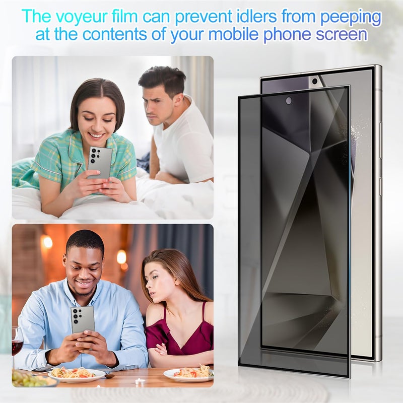 Lokyoo 2 Pack Privacy Screen Protector for Samsung Galaxy S24 Ultra[Anti-Spy Tempered Glass] [Fingerprint Unlock Support], Anti-Scratch, Bubble-Free, Easy Install 9H Protective Glass for S24 Ultra - Image 2