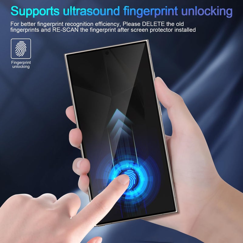 Lokyoo 2 Pack Privacy Screen Protector for Samsung Galaxy S24 Ultra[Anti-Spy Tempered Glass] [Fingerprint Unlock Support], Anti-Scratch, Bubble-Free, Easy Install 9H Protective Glass for S24 Ultra - Image 4