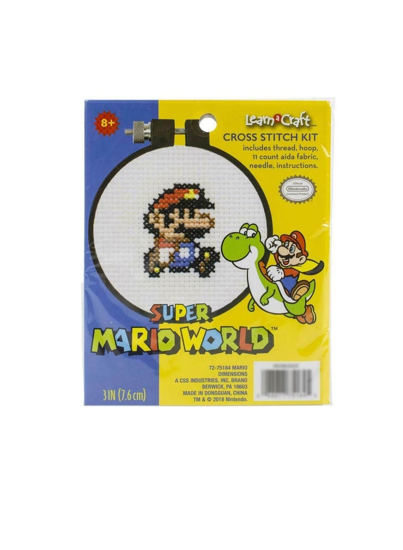 Cross Counted Cross Stitch Kit 3in Round Super Mario Bros - Image 2