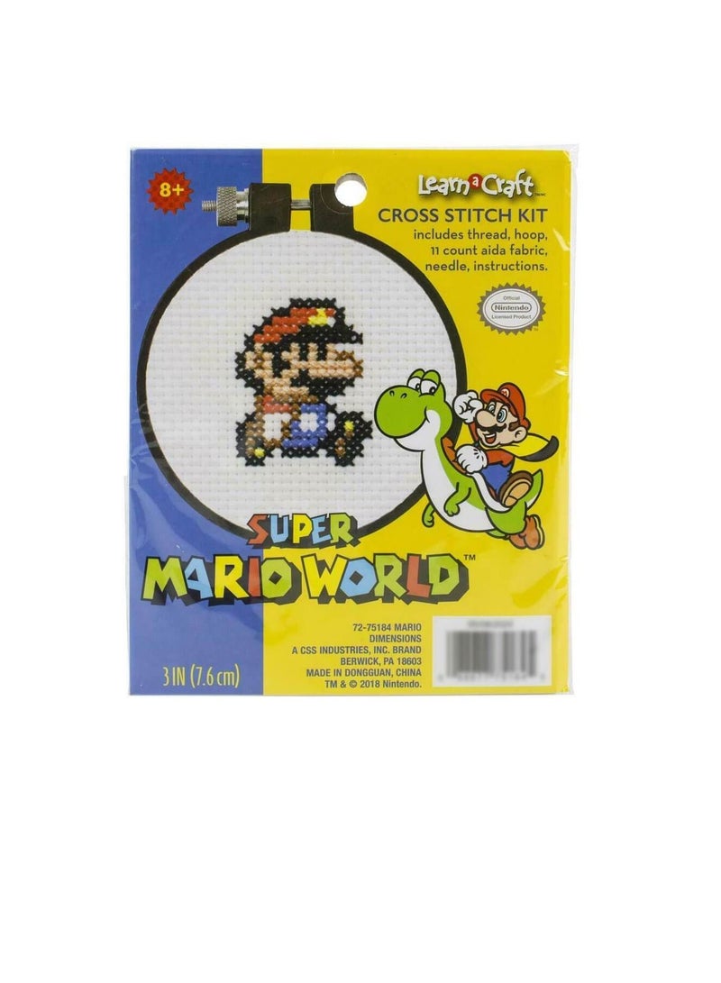 Cross Counted Cross Stitch Kit 3in Round Super Mario Bros - Image 1