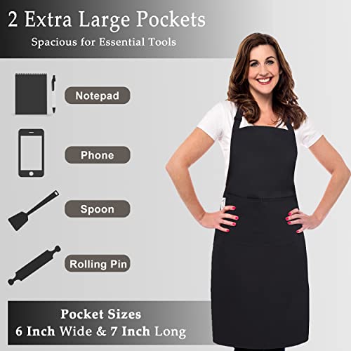 RUVANTI Work Aprons for Men/Women with Pockets - Adjustable up to XXL - Professional Grade Durability - Black Apron for Barber, Chef, BBQ, Kitchen, Cleaning - 2 Pack - Image 4