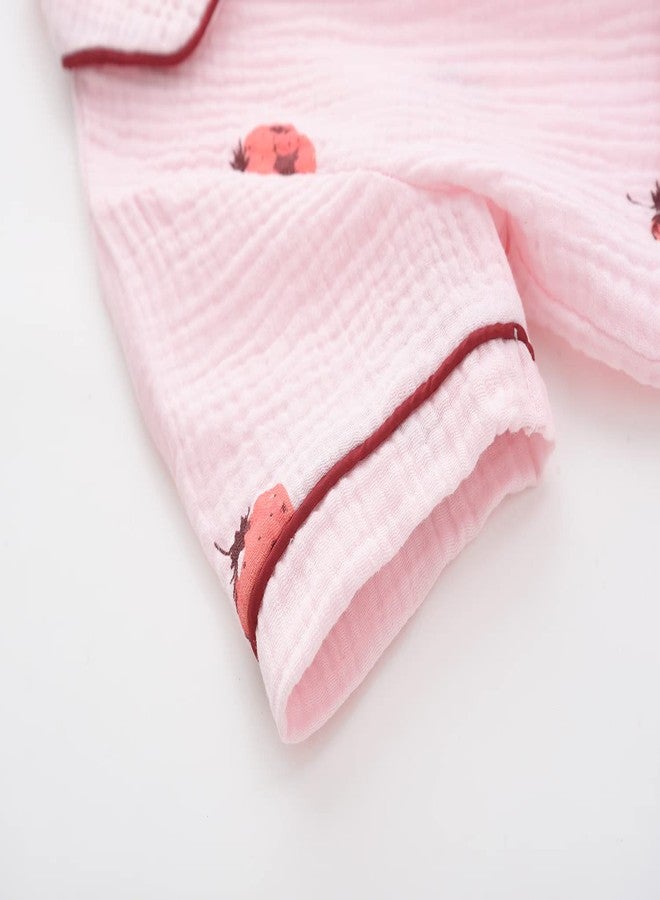 BINIDUCKLING Baby Pajamas Summer Short Pjs for Toddler Girls 3T Strawberry - Image 3