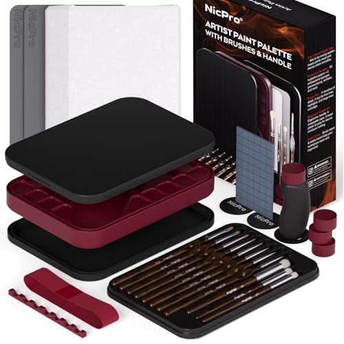 Nicpro Professional Miniature Painting Kit with Wet Palette Miniature Painting Handle 11PCS Detail Paint Brushes Drybrush Sponge Pallet Paper Brush Holder Mixing Paint Saver Palette - Image 1