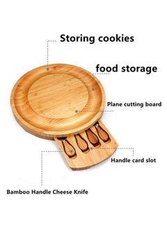 Hihonor Round Cheese Tray and Charcuterie Board Set. Bamboo Round Cheese Board. Charcuterie Cheese Boards. Charcuterie Boards Gift Set. Wood Cheese Board with Knives Set. Charcuterie Party Platter.  - Image 2