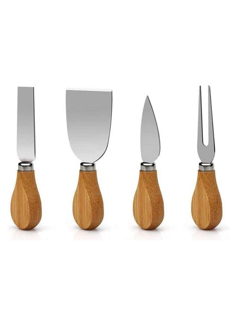 Hihonor - Round Cheese Tray and Charcuterie Board Set. Bamboo Round Cheese Board. Charcuterie Cheese Boards. Charcuterie Boards Gift Set. Wood Cheese Board with Knives Set. Charcuterie Party Platter. - Image 1