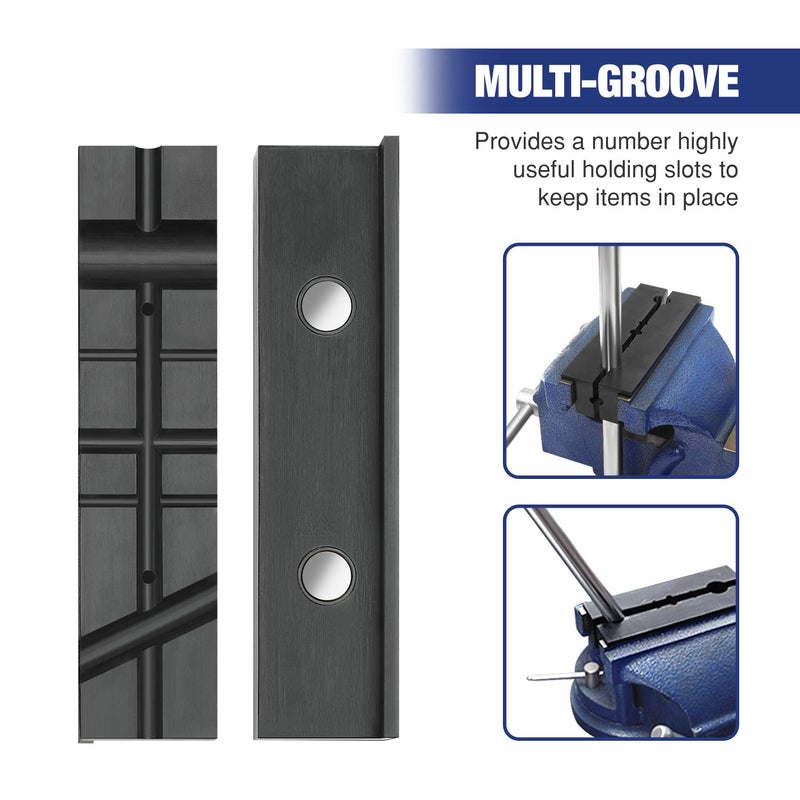 WORKPRO 2-Pair Vise Jaw Pads 6 inch & 5.5 inch, Magnetic Vice Jaw Covers Protectors, 5-1/2 inch Multi-Groove Jaw Pads and 6 inch Aluminum Pads Set - Image 3