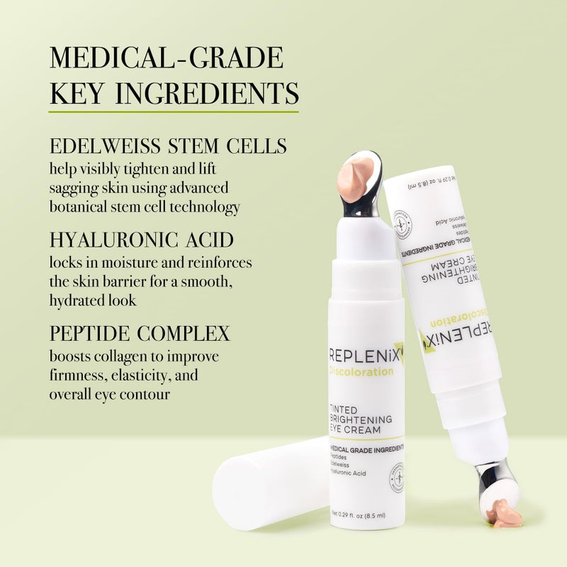 Replenix Anti-Aging Tinted Brightening Eye Cream, 0.29 Fl Oz, Medical Grade Hyaluronic Acid Under Eye Cream, Helps Blur Dark Circles, Fine Lines & Hyperpigmentation, All Skin Types - Image 3