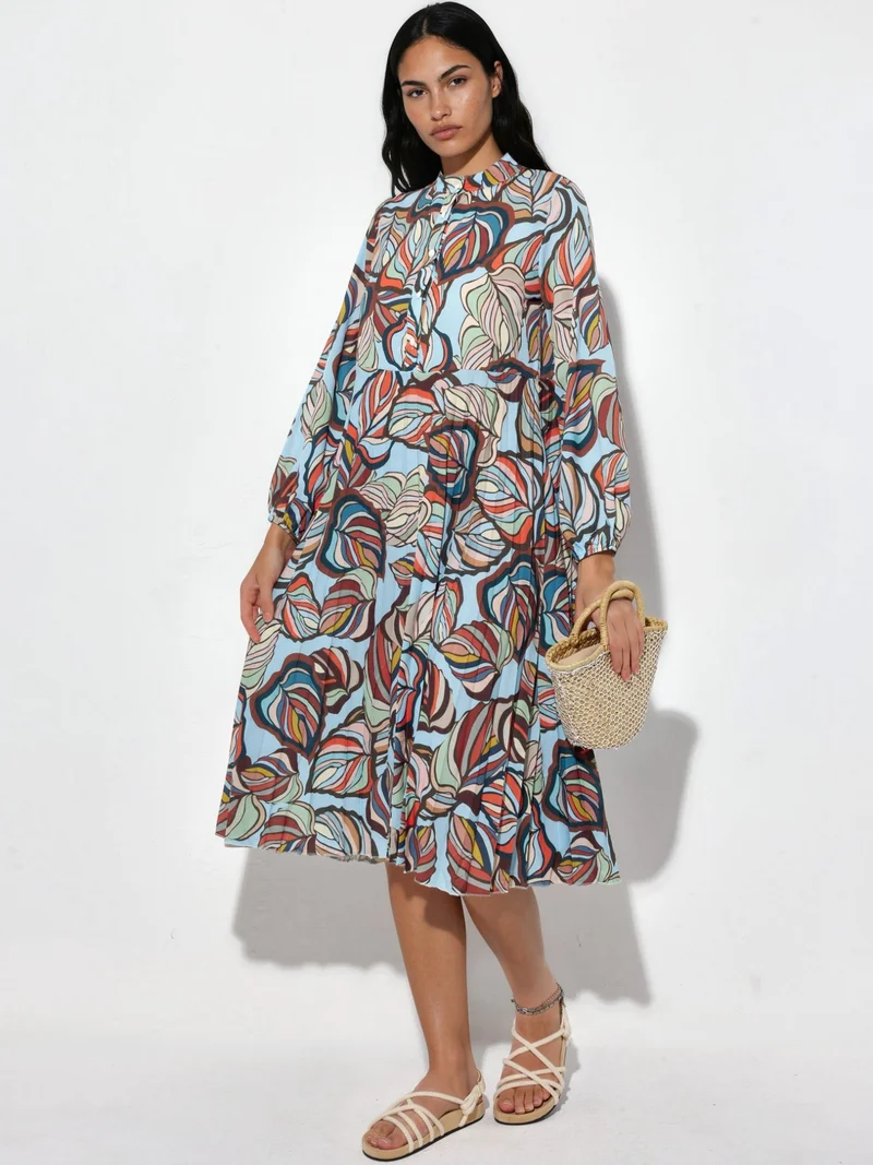 جينيفر Floral Chiffon Belted Midi Dress