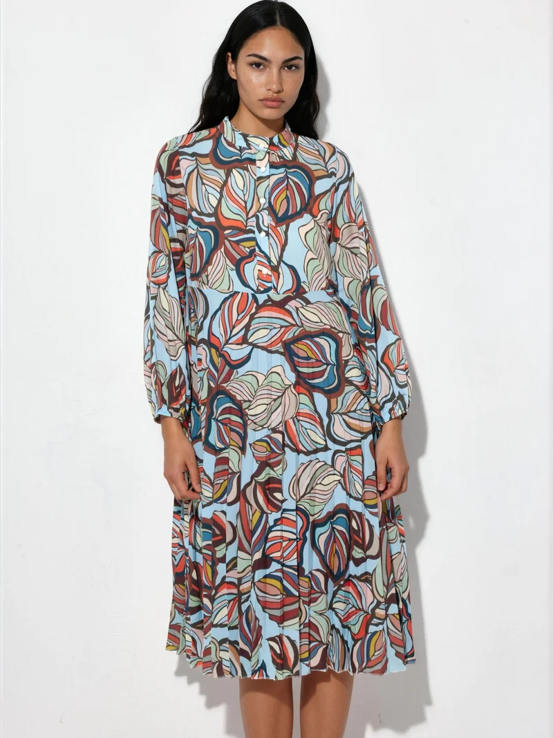 جينيفر Floral Chiffon Belted Midi Dress