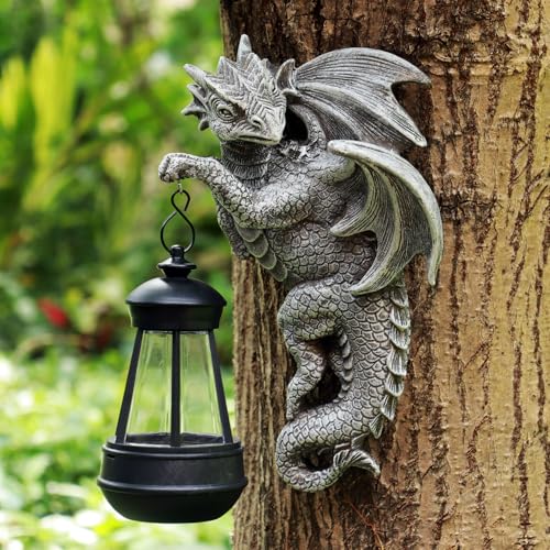 Zqobyr Solar Dragon Statue Outdoor Garden Decor - Medieval Fantasy Yard Art, Whimsical Lawn Ornaments, Unique Decorations Outdoor & Gifts, Weather-Resistant Animal Figurine Gift with Handmade Look - Image 2