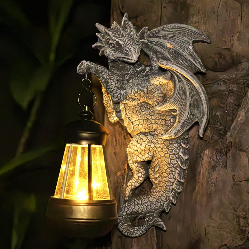 Zqobyr Solar Dragon Statue Outdoor Garden Decor - Medieval Fantasy Yard Art, Whimsical Lawn Ornaments, Unique Decorations Outdoor & Gifts, Weather-Resistant Animal Figurine Gift with Handmade Look - Image 5