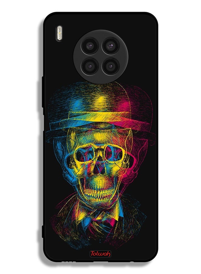 Tolwak Honor 50 Lite Protective Case Cover Skull Colorful Hat Fantasy Art - Image 2