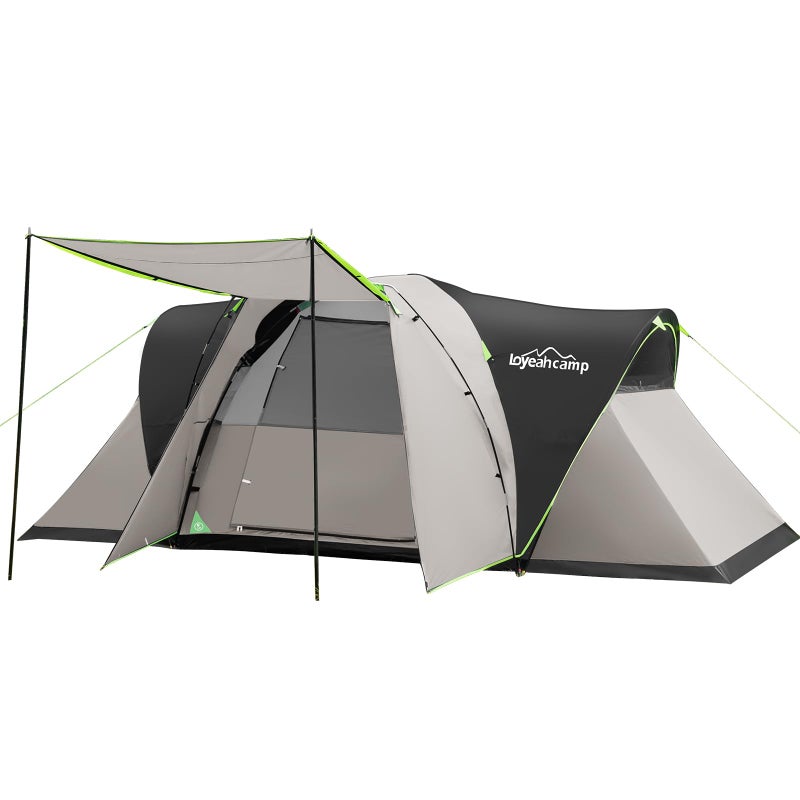 LOYEAHCAMP 8 Person Larger Extended Dome Camping Tent with 3 Rooms, Waterproof Semi-Freestanding Family Outdoor Tent with Porch and Spacious Interior - Image 1
