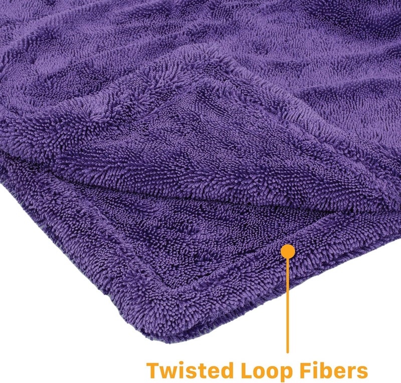 ماكس شاين منشفة تجفيف ميكروفايبر مزدوجة ملتوية من ماكشاين 1200 جرام لكل متر مربع لتلميع السيارة، أرجوانية، 24 × 35 بوصة / 60 × 90 سم - Image 3