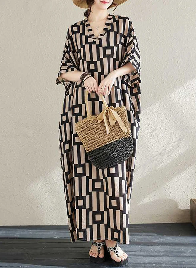 Take Two Take Two Women Geometric Print V Neck Short Sleeve Kaftan