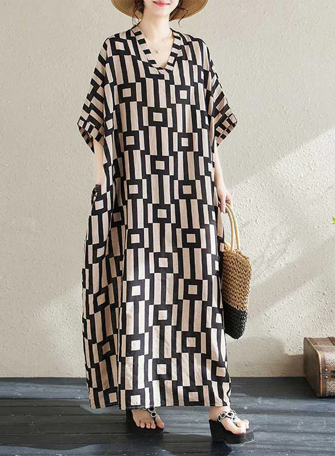 Take Two Take Two Women Geometric Print V Neck Short Sleeve Kaftan