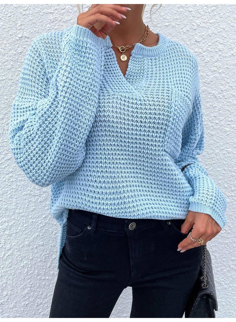 NIBEMINENT Athleisure Loose Fit Cable Knit Sweater Women Autumn And Winter Casual Fashion V Neck Solid Color Pocket VêTement Femme - Image 1