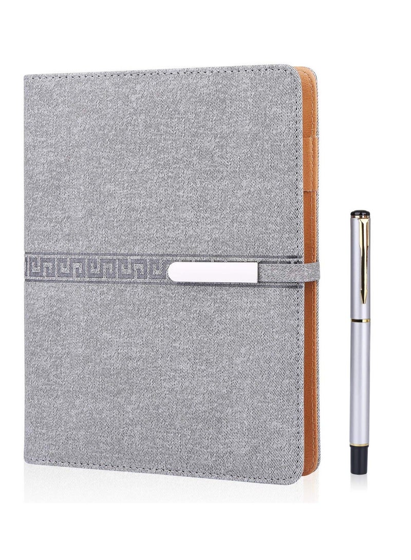 Generic A5 Leather Notebook, Refillable Journal Notebook with Pen, 6-Ring Binder Leather Travel Journal or Writing, 200 Pages A5 Ruled Paper Diary for Men Women Hardcover Daily Planner (Grey)  - Image 1