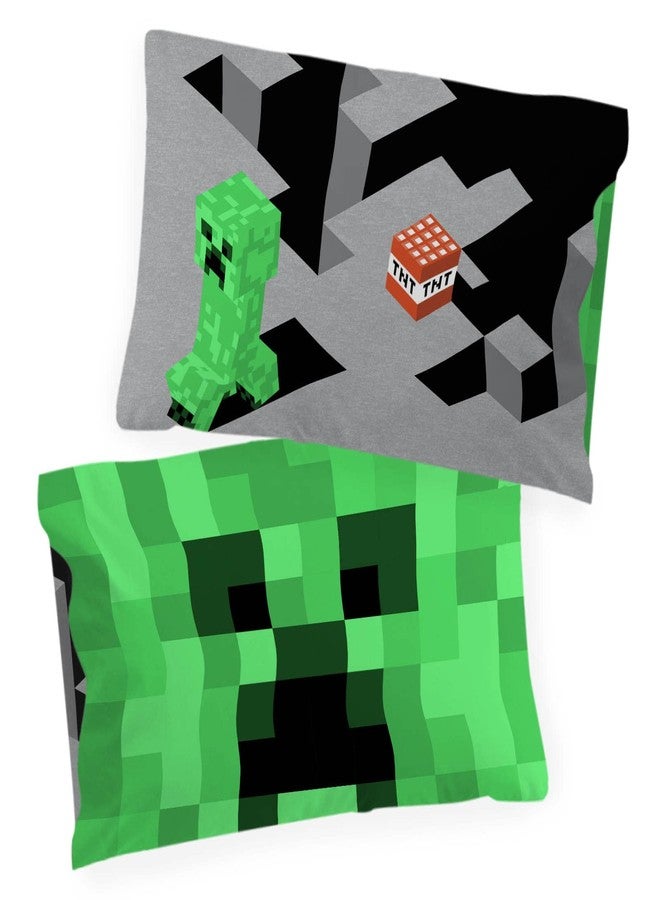 Jay Franco Minecraft Lone Creeper 2 Pack Pillowcase - Double-Sided Kids Super Soft Bedding - Image 1