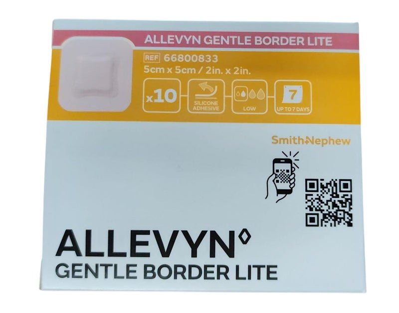 Smith&nephew Smith+Nephew ALLEVYN جنتل بوردير لايت ضمادة جروح، 2" × 2" علبة من 10 - Image 1