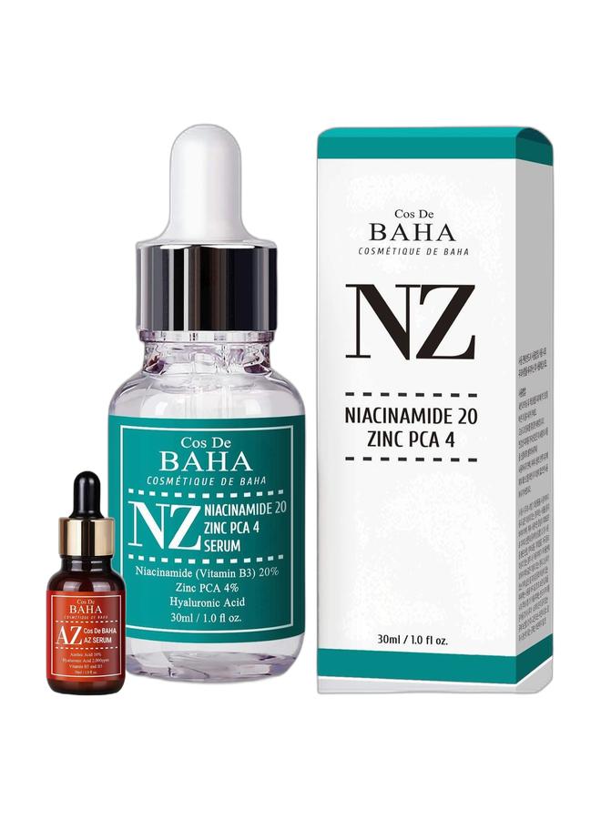 COS DE BAHA Azelaic Acid 10% & Niacinamide 20% + Zinc PCA 4% Serum Set - Azelaic Acid Face Serum with Niacinamide & Panthenol for Dark Spots, Redness & Acne-Prone Skin + Niacinamide Zinc Serum for Pore Care, Oil Control, Blemishes & Uneven Skin Tone - Korean Skincare Duo, 2 x 30ml - Image 2