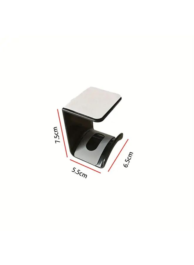 2pcs Black ABS Headphone Stands With Adhesive Hooks Under Desk Cable Organizer - Image 2