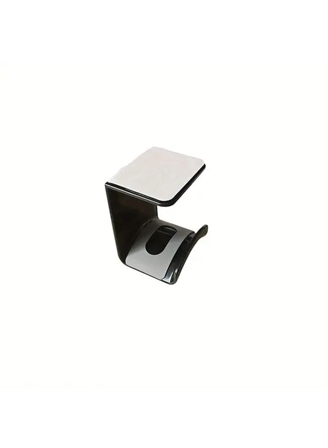 2pcs Black ABS Headphone Stands With Adhesive Hooks Under Desk Cable Organizer - Image 3