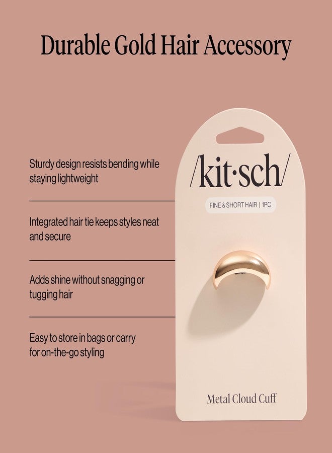Kitsch Gold Hair Cuff - Metal Ponytail Cuff for Braids, Updos & Everyday Hairstyle | Durable & Elegant Hair Ties | Girl Fashion Accessories - Ideal Gifts For Women - Small, 1pc - Image 4