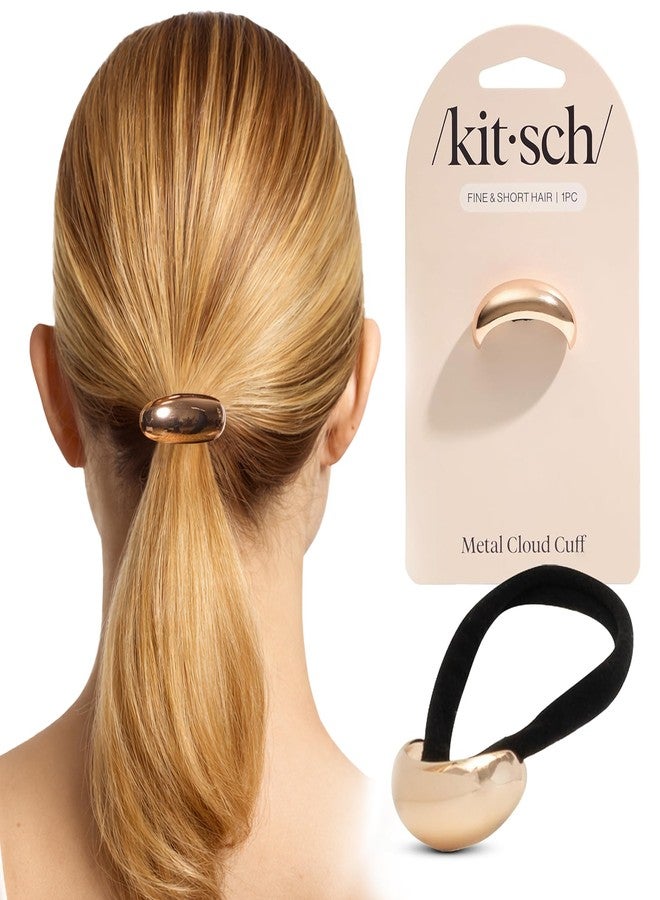 Kitsch Gold Hair Cuff - Metal Ponytail Cuff for Braids, Updos & Everyday Hairstyle | Durable & Elegant Hair Ties | Girl Fashion Accessories - Ideal Gifts For Women - Small, 1pc - Image 1