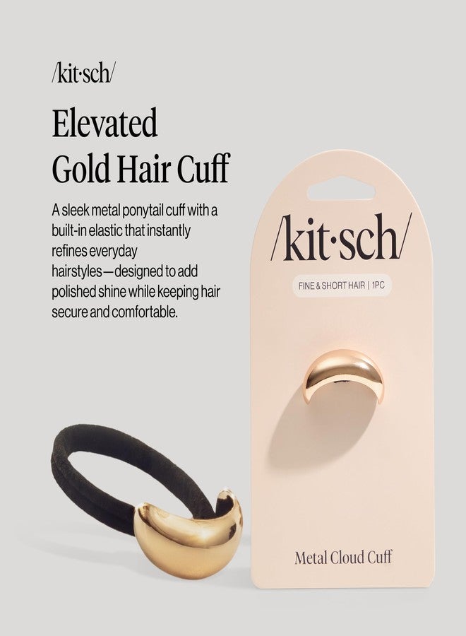 Kitsch Gold Hair Cuff - Metal Ponytail Cuff for Braids, Updos & Everyday Hairstyle | Durable & Elegant Hair Ties | Girl Fashion Accessories - Ideal Gifts For Women - Small, 1pc - Image 2