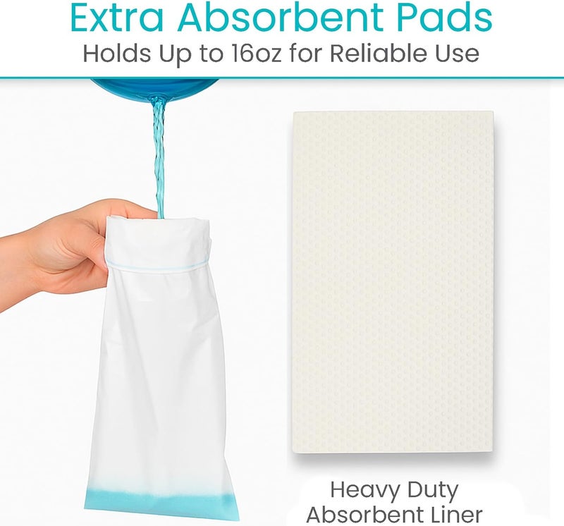 VIVE أكياس بول قابلة للتصرف (20 قطعة) - أكياس بول للطوارئ، التخييم والسفر بالسيارة - وعاء بول للسفر للرجال والنساء - أكياس جمع البول المحمولة - كيس بول مضاد للتسرب - مجموعة كيس بول للطوارئ - Image 3