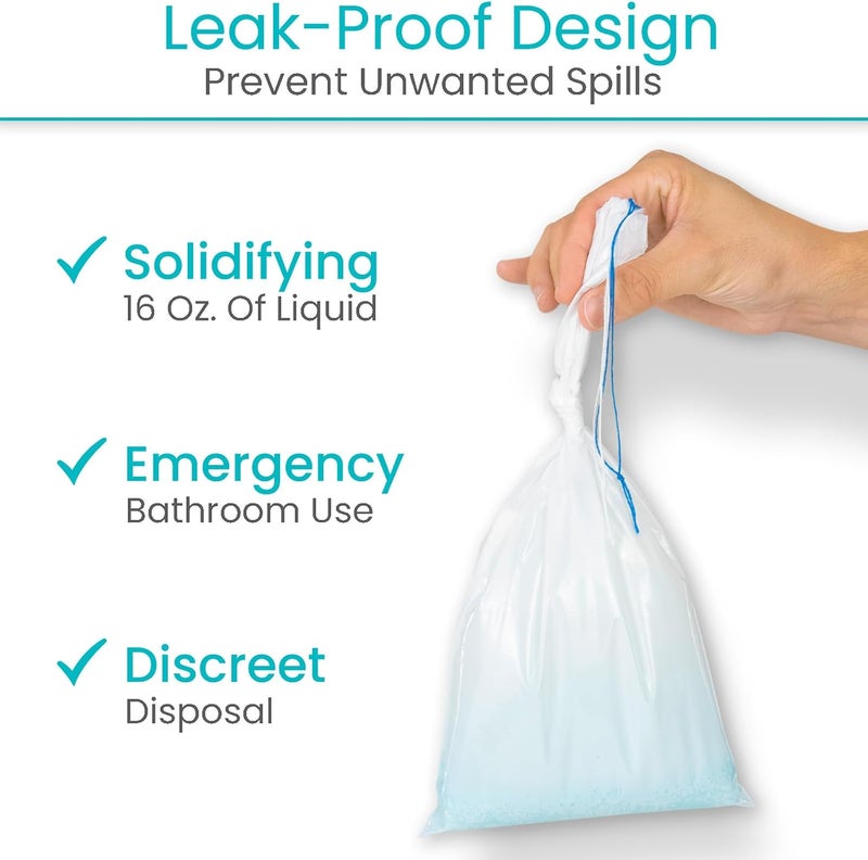 VIVE أكياس بول قابلة للتصرف (20 قطعة) - أكياس بول للطوارئ، التخييم والسفر بالسيارة - وعاء بول للسفر للرجال والنساء - أكياس جمع البول المحمولة - كيس بول مضاد للتسرب - مجموعة كيس بول للطوارئ - Image 4