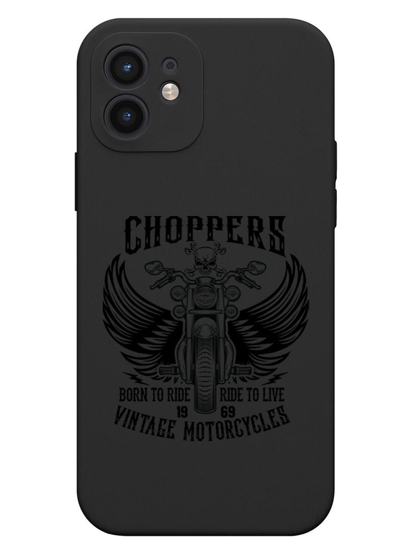 Theodor Protective Slim Fit Case Liquid Silicone Cover with Full Body Protection Anti-Scratch Shockproof Case For iPhone 12 Black  - Choppers white copy  - Image 1