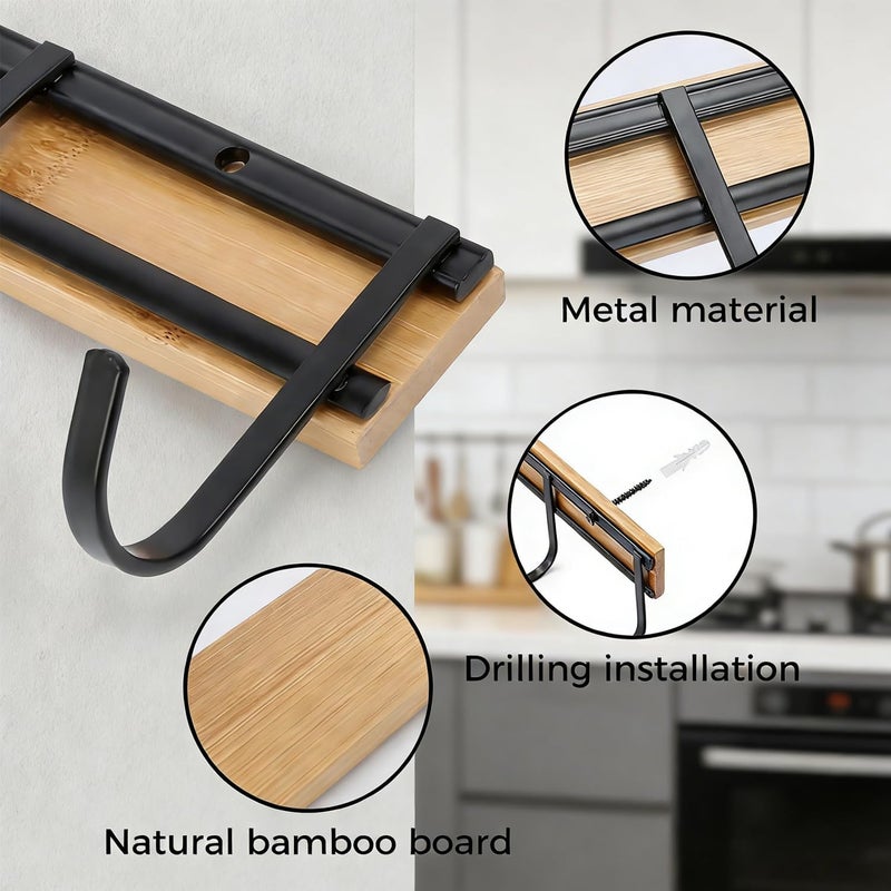 Angju Kitchen Utensil Rack, Wall Mout Kitchen Utensil Holder Organizer Rack with 6 Hooks, 2 Set Kitchen Wall Hooks for Hanging Utensils, Heavy Duty Wall Shower Hook - Image 4