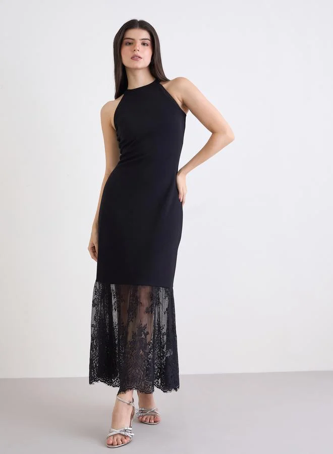 Styli Styli Black Lace Sleeveless Maxi Dress
