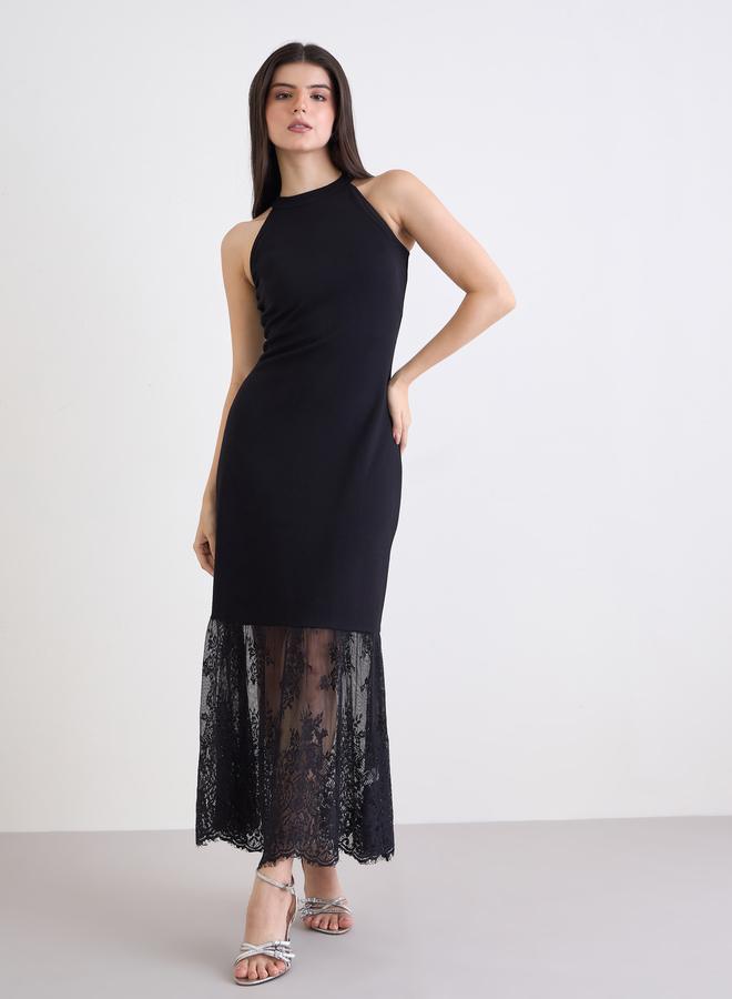Styli Black Lace Sleeveless Maxi Dress - Image 1