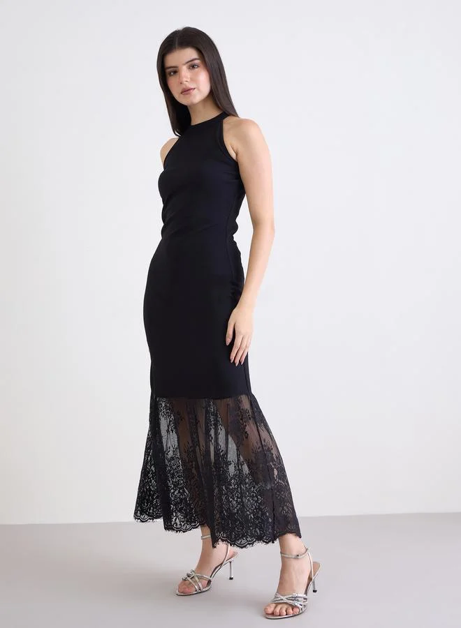 Styli Styli Black Lace Sleeveless Maxi Dress