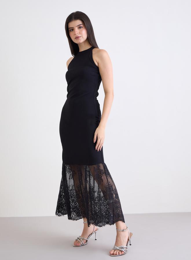 Styli Black Lace Sleeveless Maxi Dress - Image 2