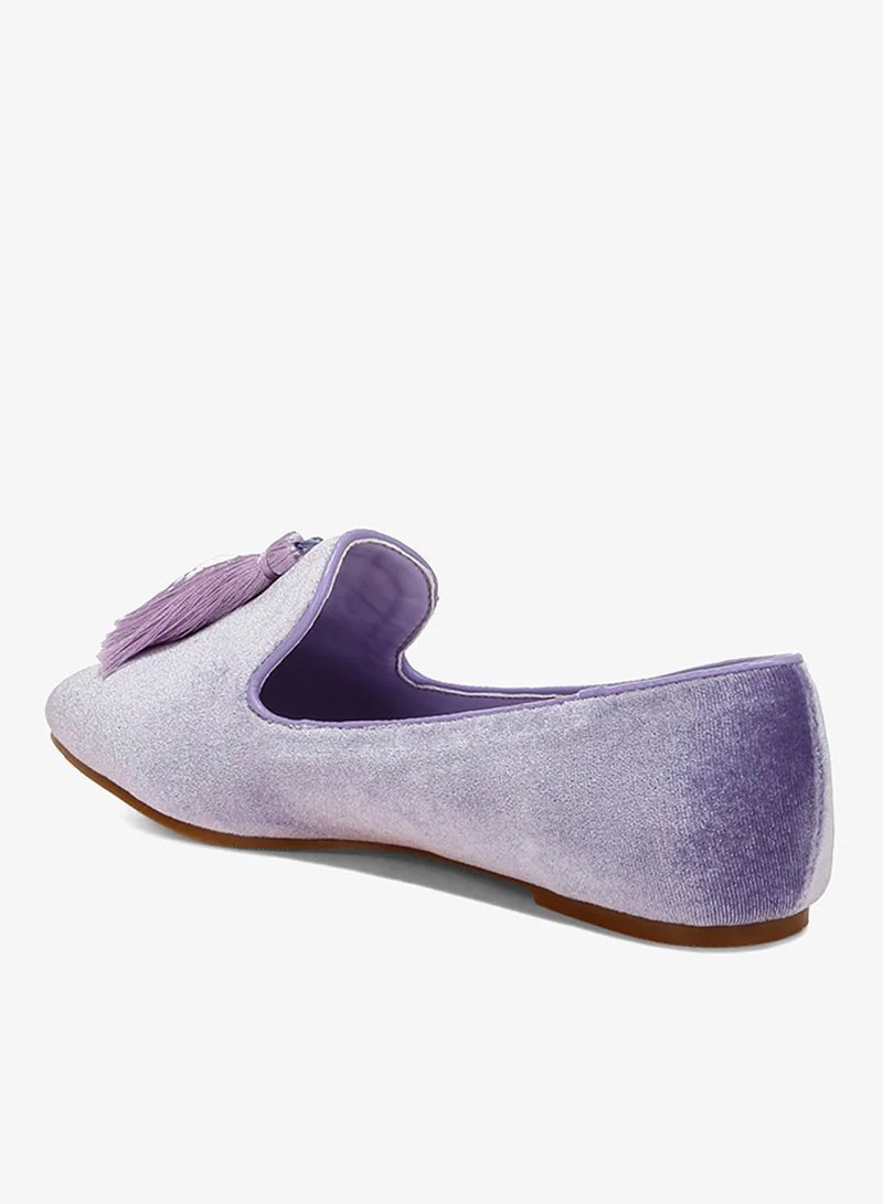 London Rag Lilac Iconic Tassel Detail Velvet Loafers in Lilac for Women | Best Price UAE